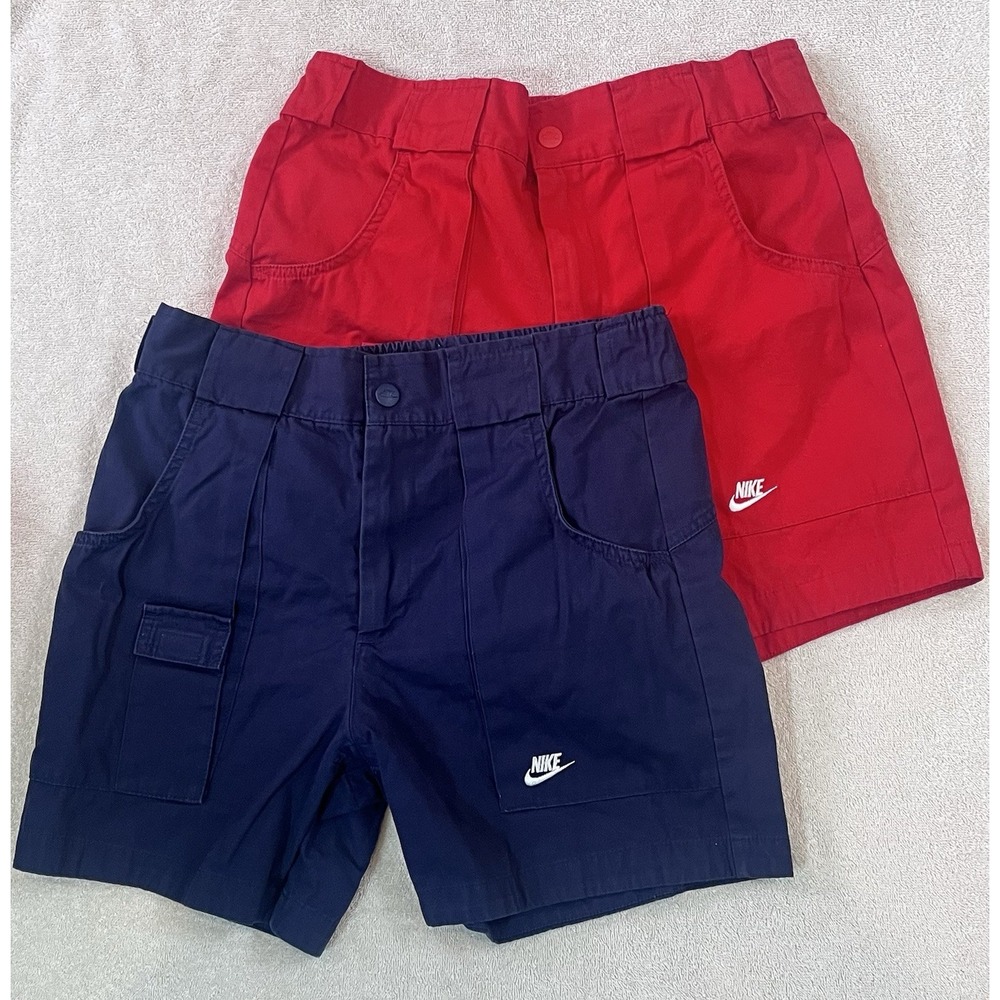 2 Pair Nike Sportswear Reissue 1987 Woven Shorts Navy Red DA0368 Men's Small